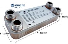 Výměnná plocha deskových výměníků tepla série Nordic Tec Ba-16